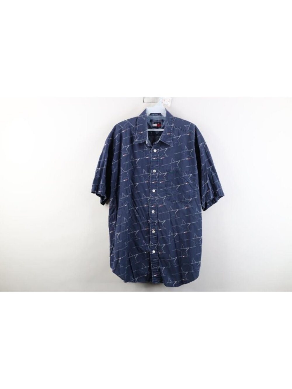 Vintage 90s Tommy Hilfiger Mens Large Faded Star All Over Print Button Shirt